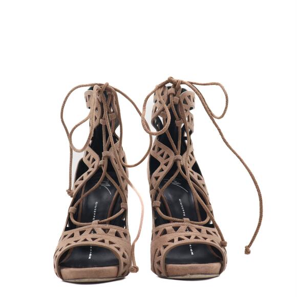 Guiseppe Zanotti Coline Suede Laser Cut Lace Up Stiletto Heels Size 36 - Picture 3 of 10
